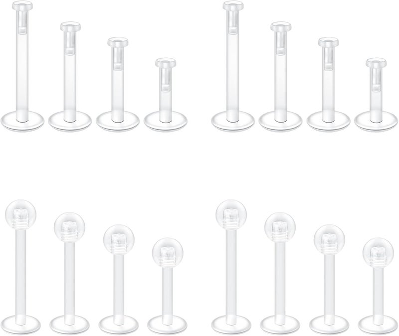 Mayhoop 38pcs Clear Piercing Retainers for Surgery Bioflex Nose Rings Belly Rings Septum Eyebrow Lip Cartilage Tragus Earring Retainer Industrial Bar Plastic Piercing Jewelry for Work - Image 1